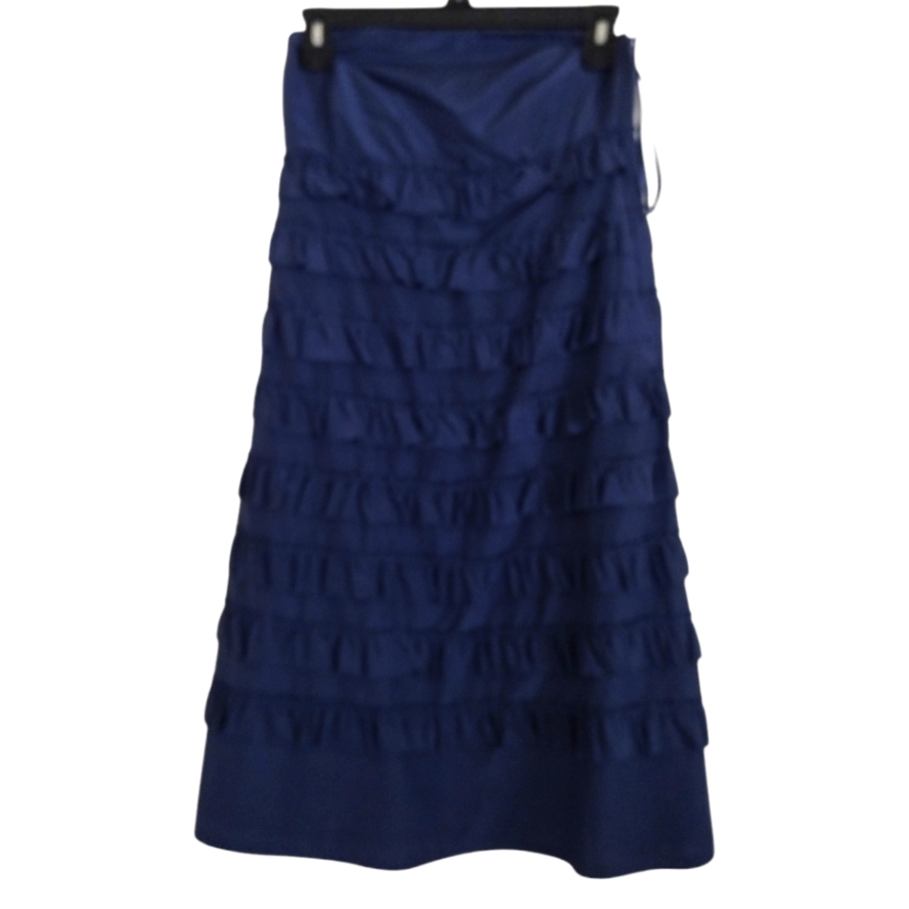 Gap NWT navy strapless ruffle dress silk cotton blend size 4
